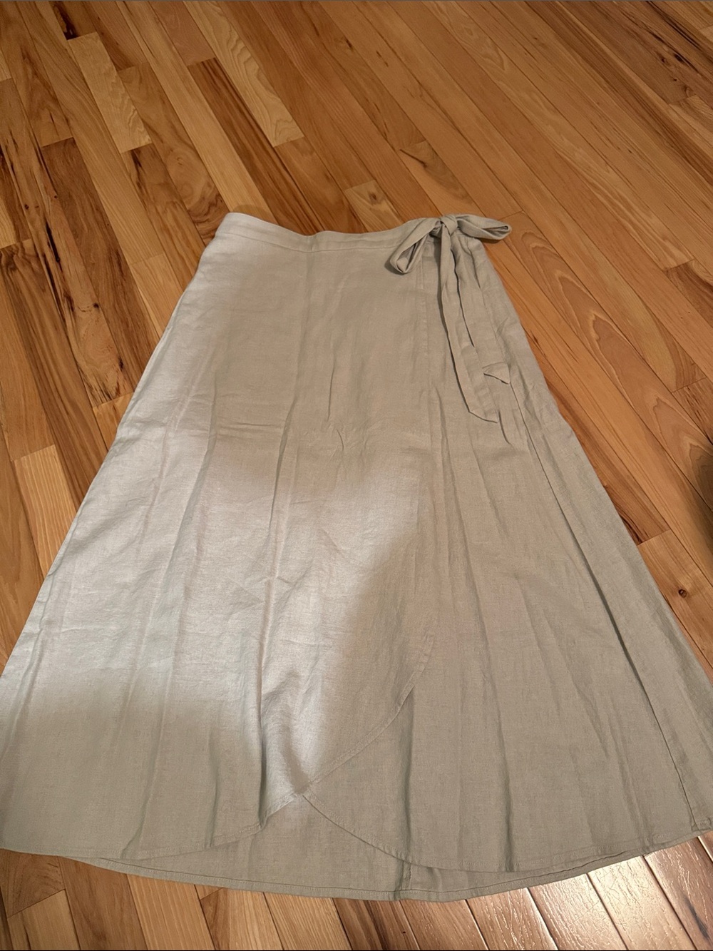 J. Crew Light Tan Linen Wrap A-Line Midi Skirt